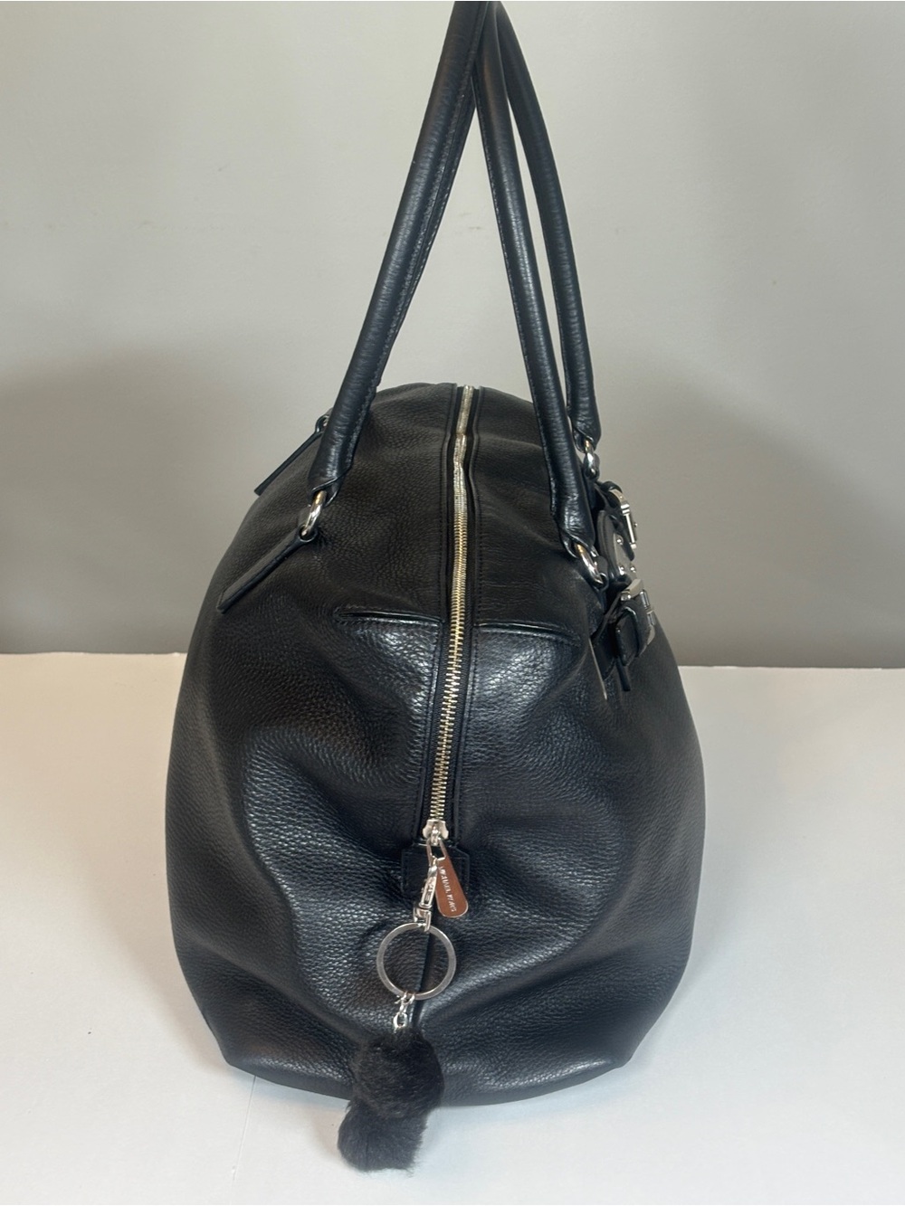 Michael Kors Black Hamiliton Weekender Leather Tote Satchel with Silver Hardware - Picture 4 of 15